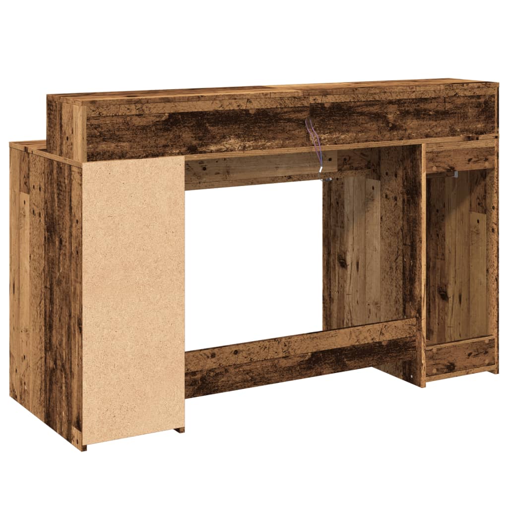 Modern Wooden 140cm Home Office Computer Desk Table With LED Lights Monitor Stand