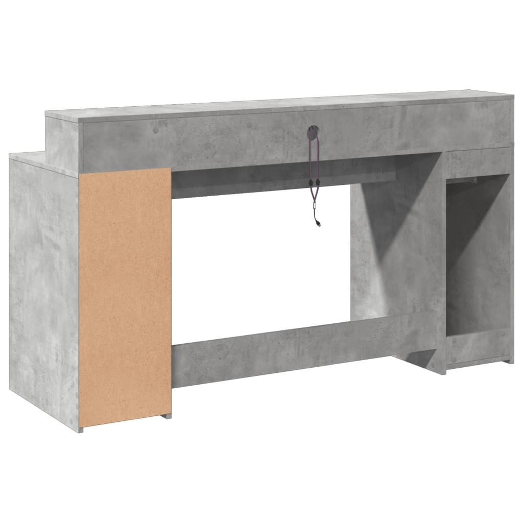 Modern Wooden 160cm Home Office Computer Desk Table With LED Lights & Storage