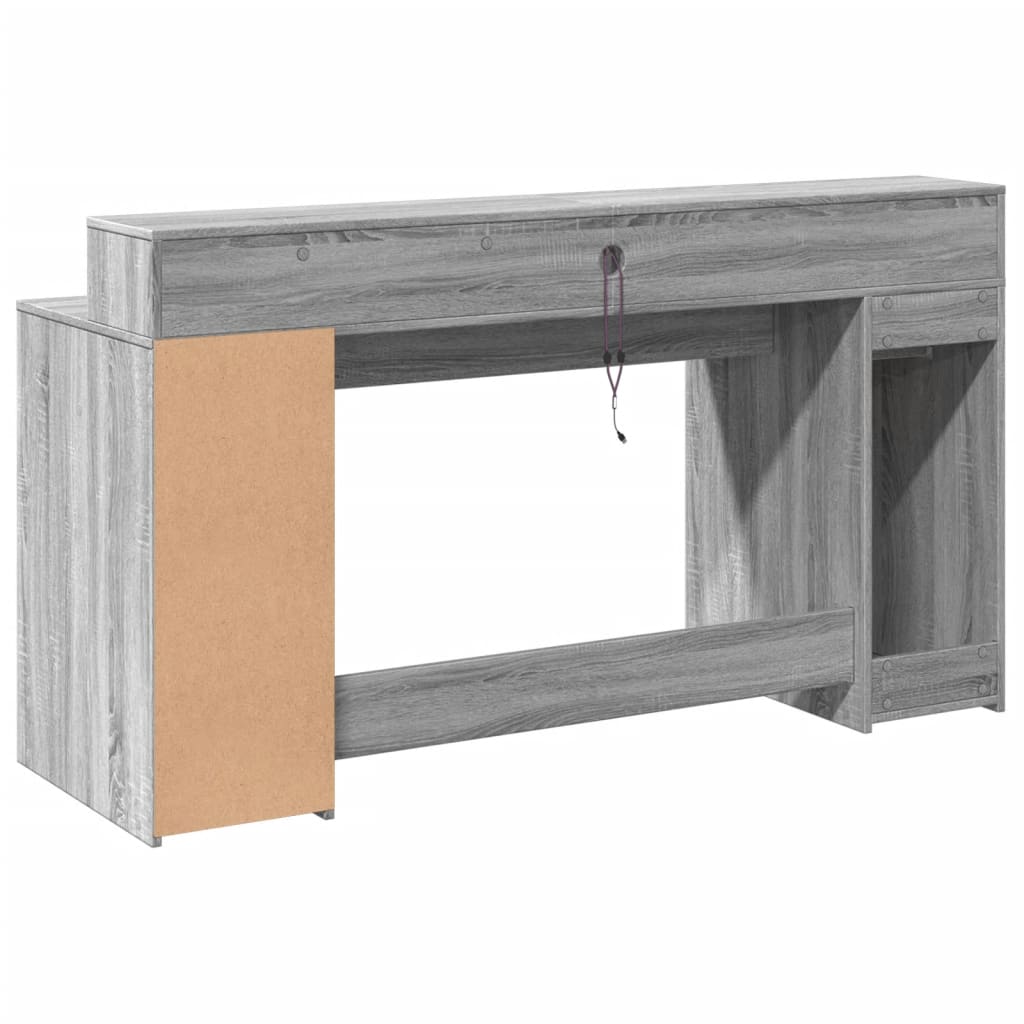 Modern Wooden 160cm Home Office Computer Desk Table With LED Lights & Storage