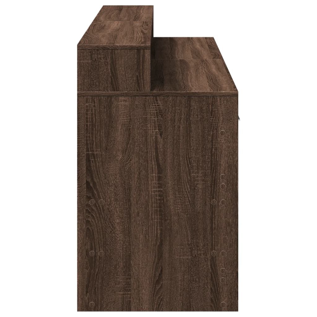 Modern Wooden 160cm Home Office Computer Desk Table With LED Lights & Storage