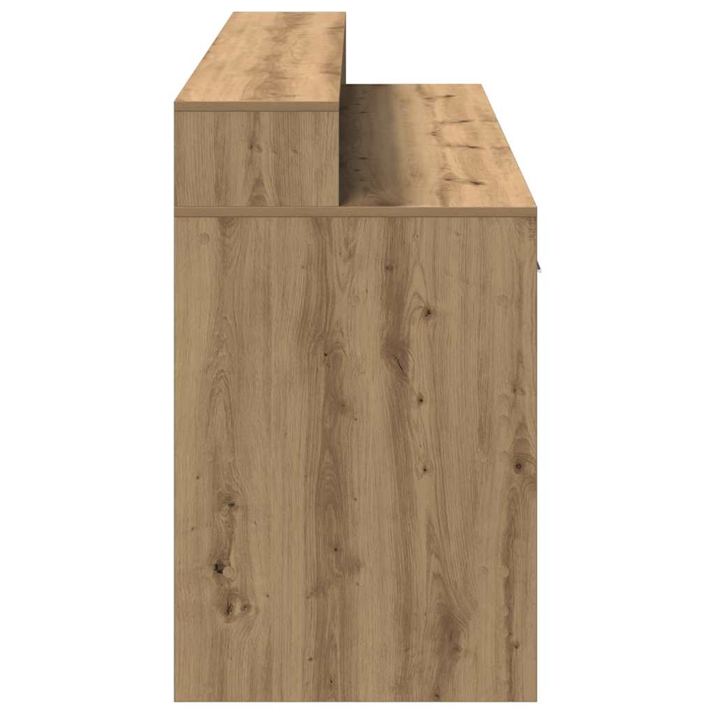 Desk with LED Lights Artisian Oak 160x55x91 cm Engineered Wood