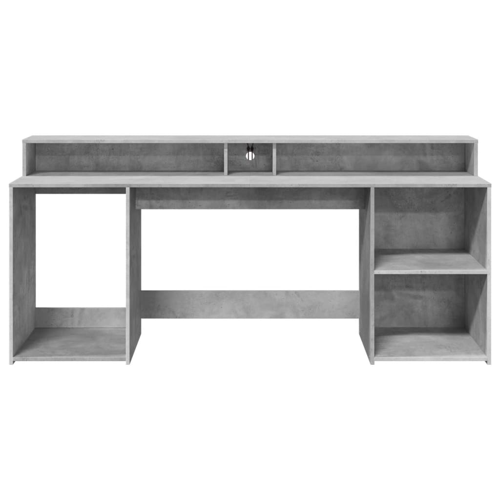 Modern Wooden 200cm Home Office Computer Desk Table With LED Lights & Storage