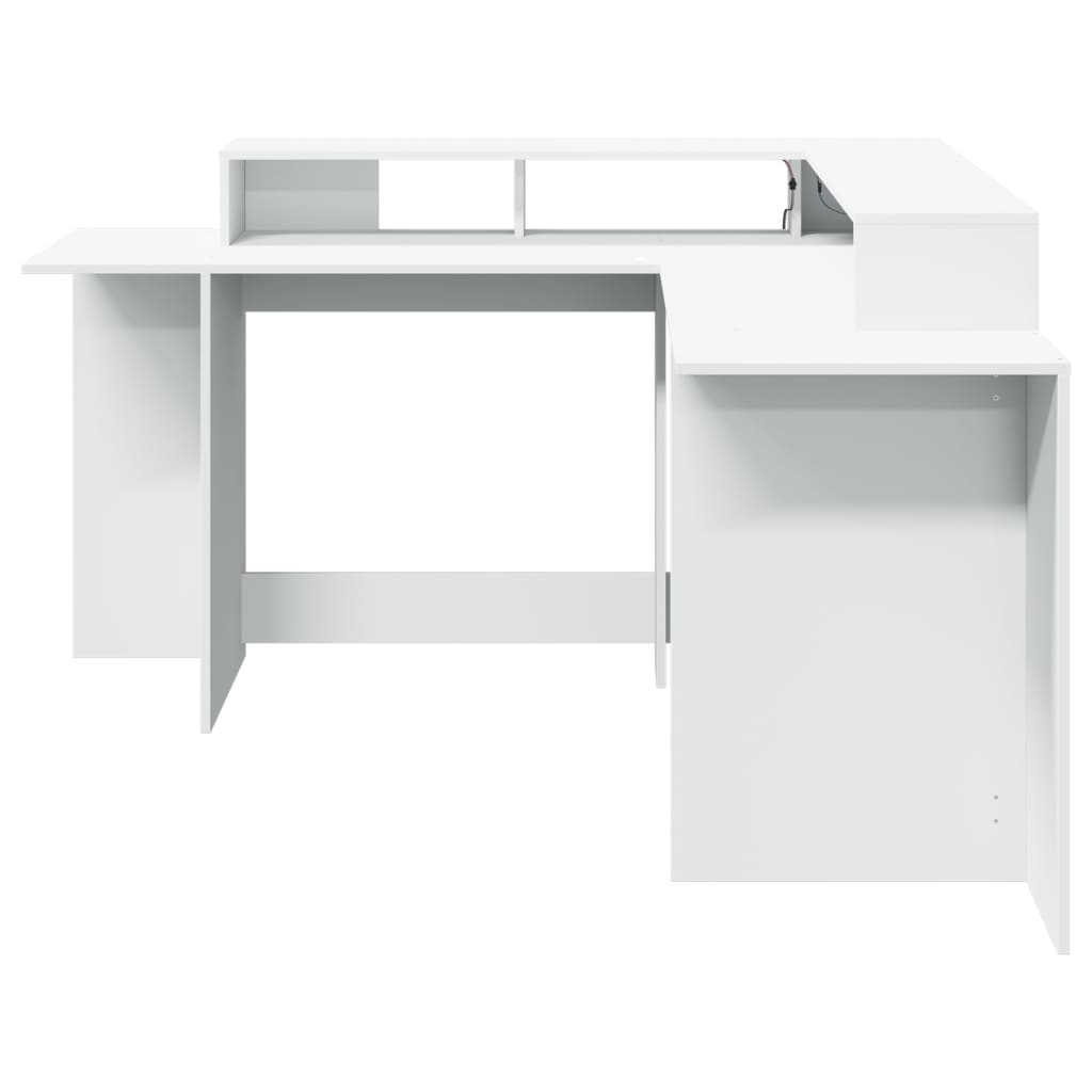 Modern Wooden Large Office Gaming Corner Computer Desk With LED Lights Storage