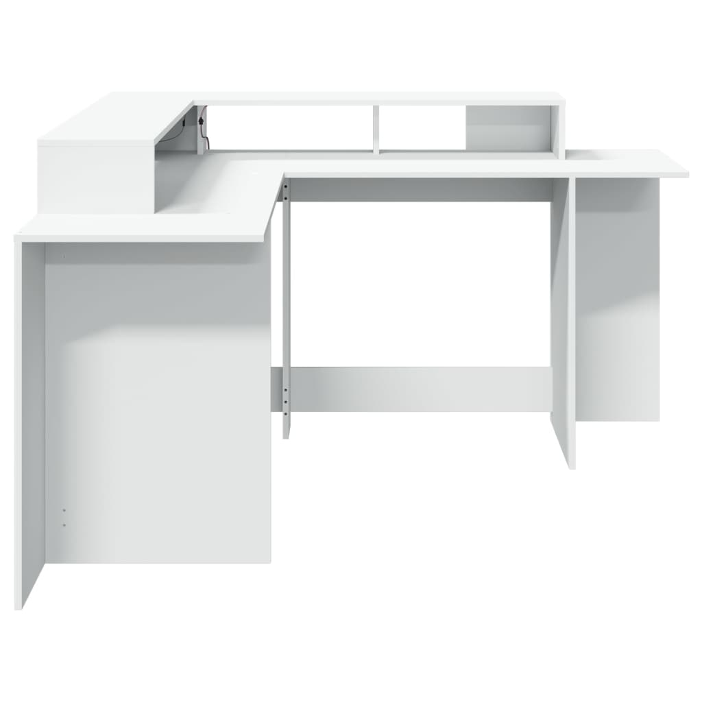 Modern Wooden Large Office Gaming Corner Computer Desk With LED Lights Storage