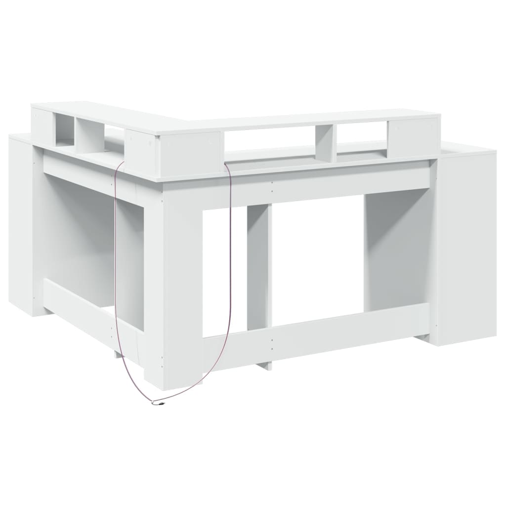 Modern Wooden Large Office Gaming Corner Computer Desk With LED Lights Storage