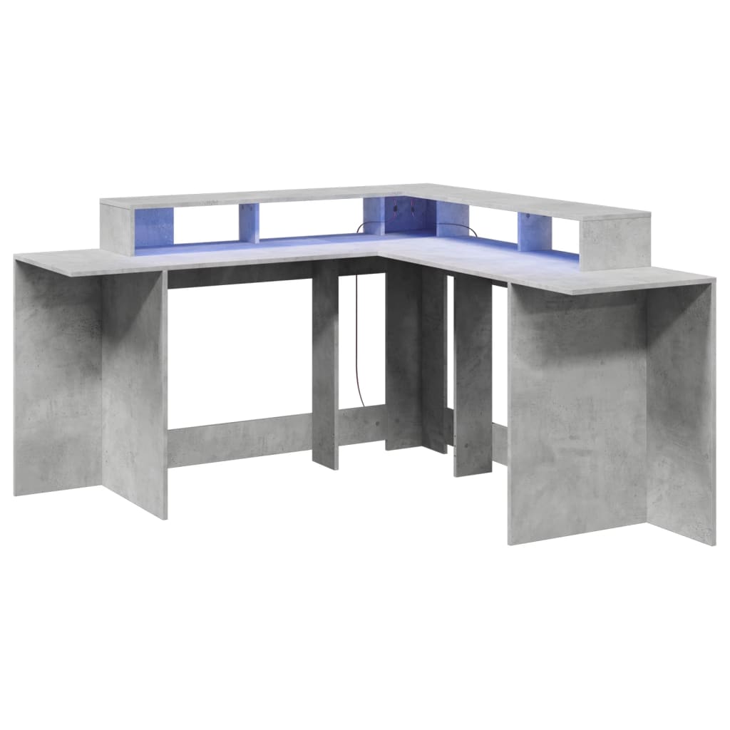 Modern Wooden Large Office Gaming Corner Computer Desk With LED Lights Storage