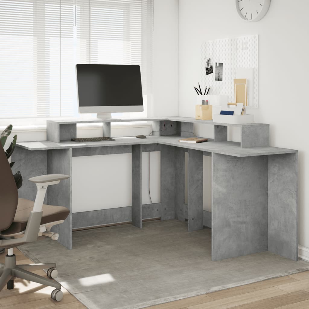 Modern Wooden Large Office Gaming Corner Computer Desk With LED Lights Storage