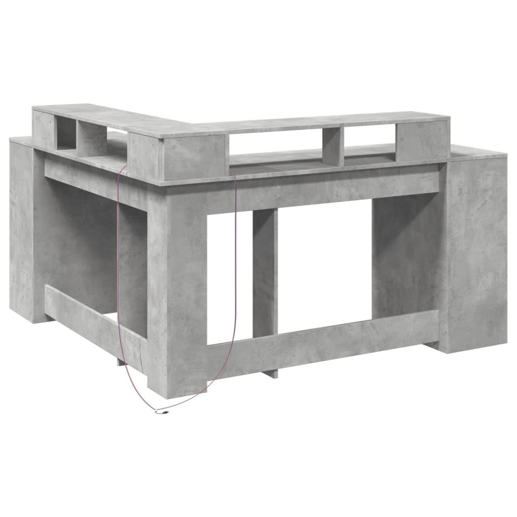 Modern Wooden Large Office Gaming Corner Computer Desk With LED Lights Storage