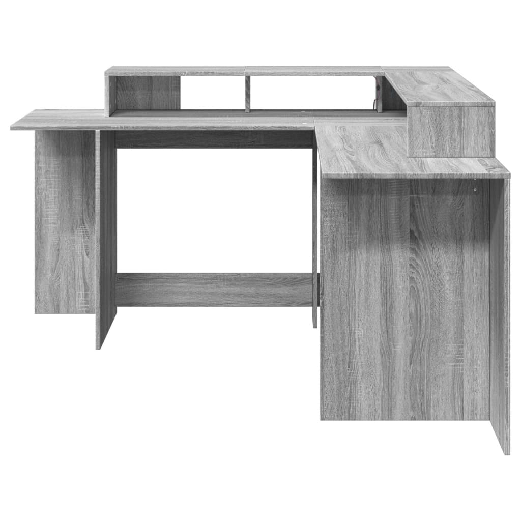 Modern Wooden Large Office Gaming Corner Computer Desk With LED Lights Storage