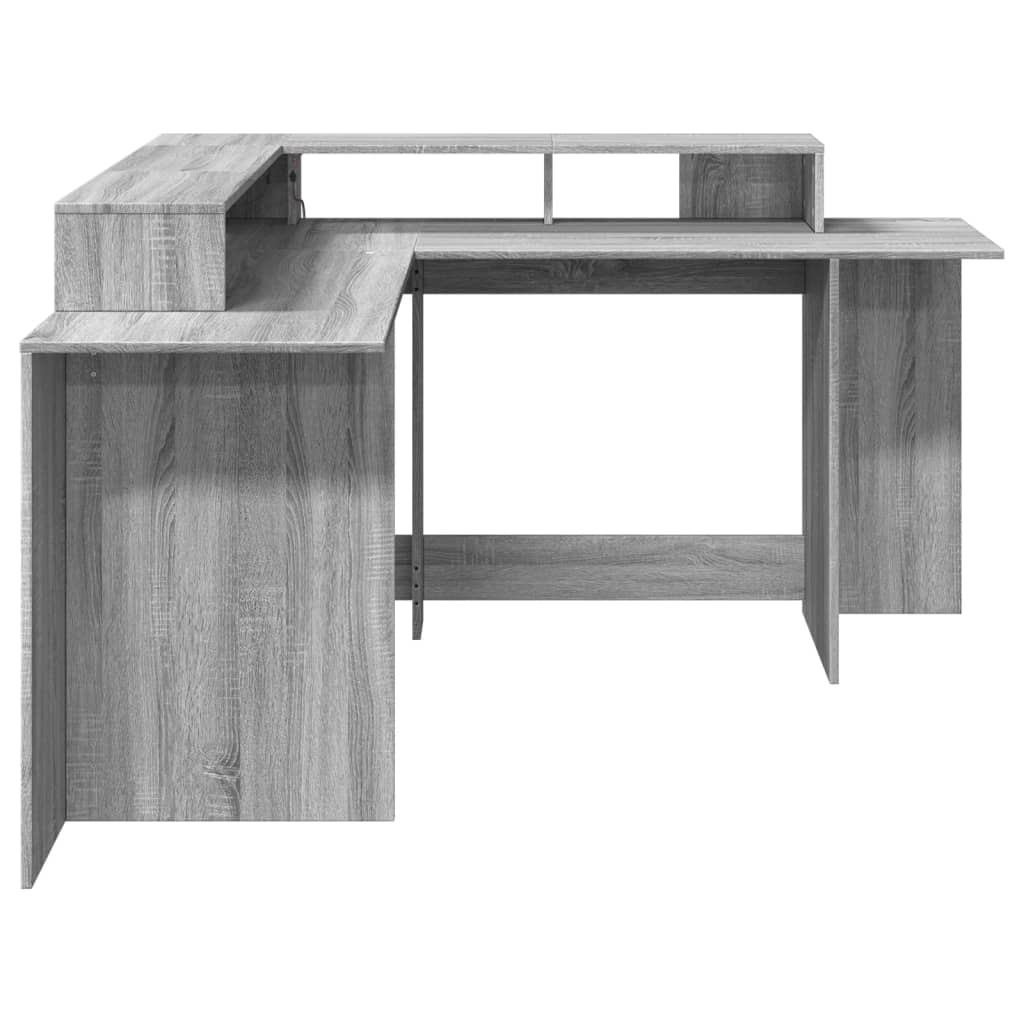 Modern Wooden Large Office Gaming Corner Computer Desk With LED Lights Storage