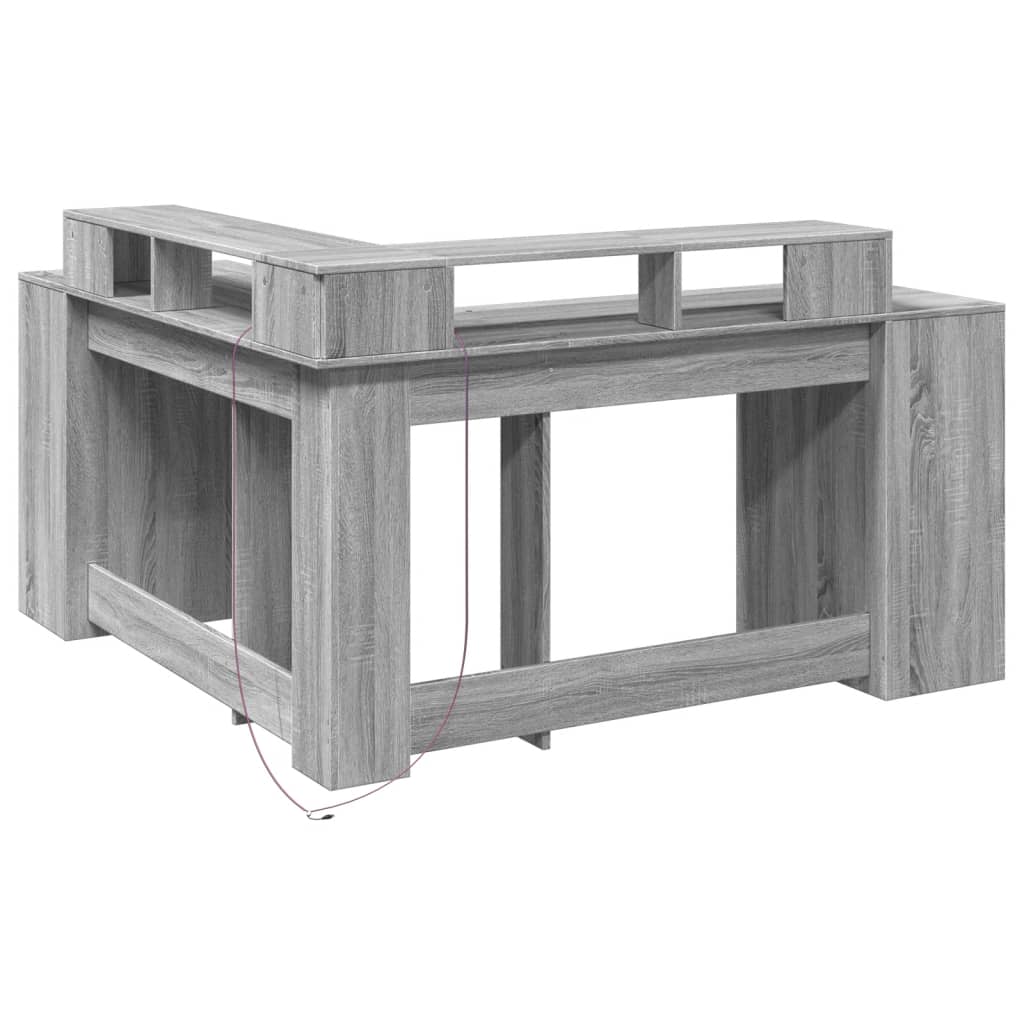 Modern Wooden Large Office Gaming Corner Computer Desk With LED Lights Storage