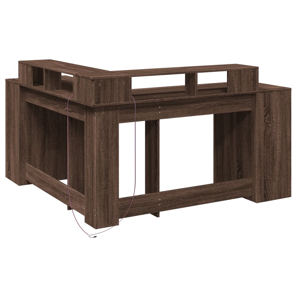 Modern Wooden Large Office Gaming Corner Computer Desk With LED Lights Storage