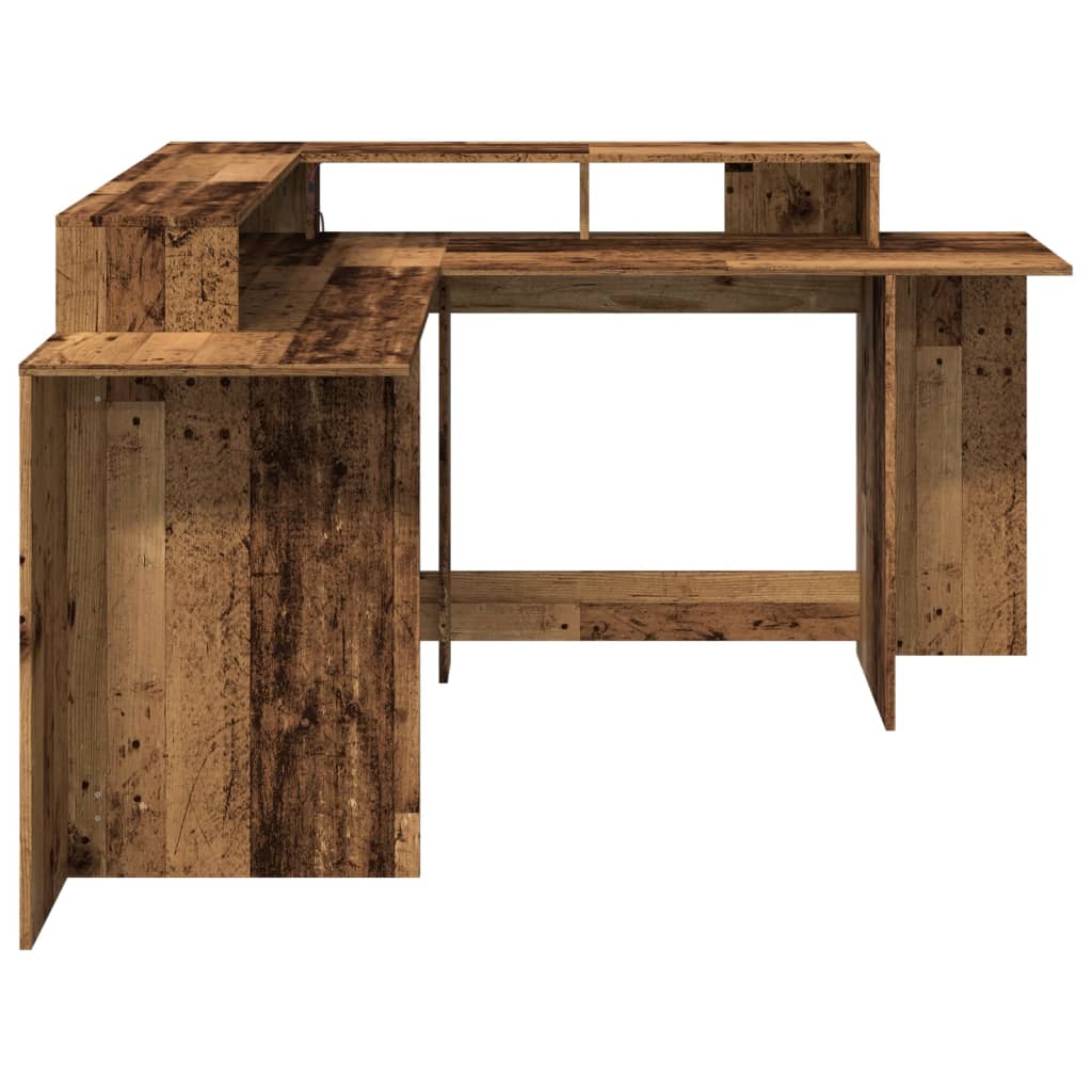 Modern Wooden Large Office Gaming Corner Computer Desk With LED Lights Storage