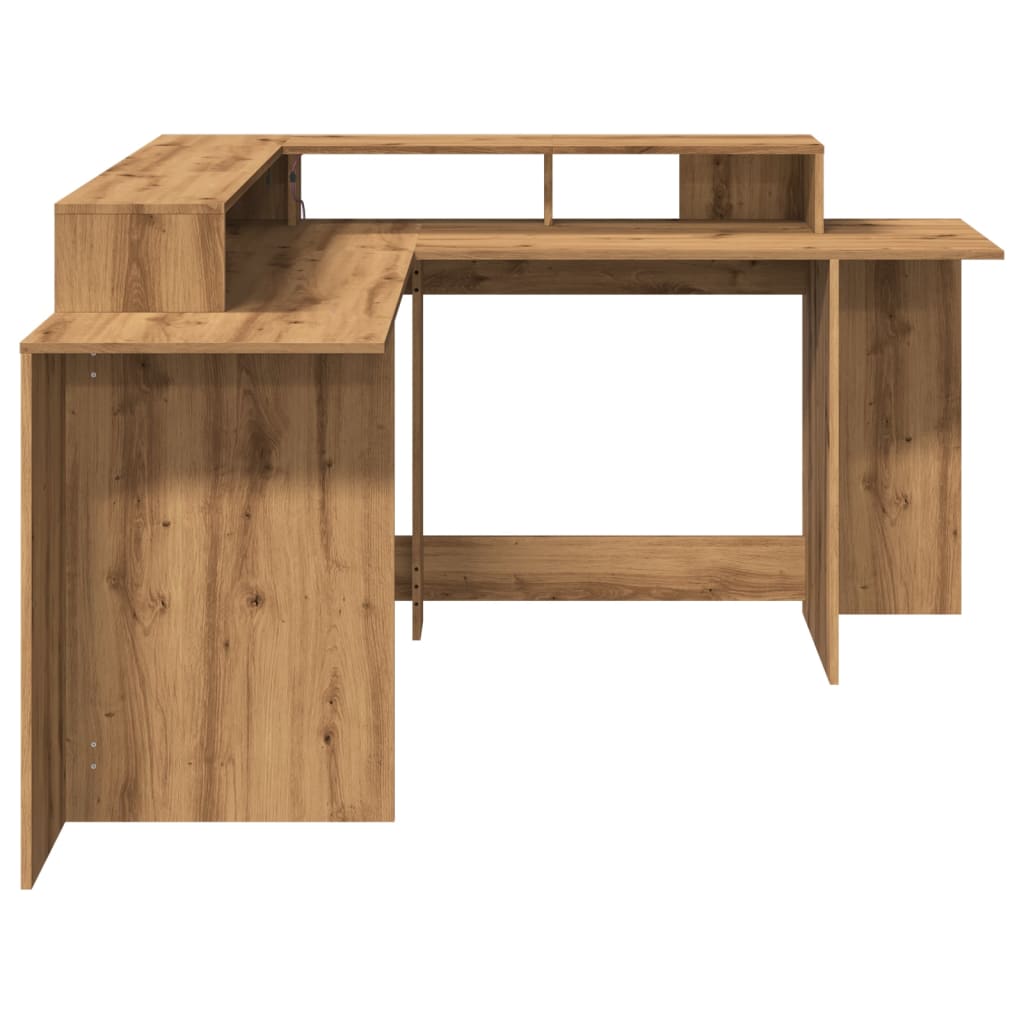 Modern Wooden Large Office Gaming Corner Computer Desk With LED Lights Storage