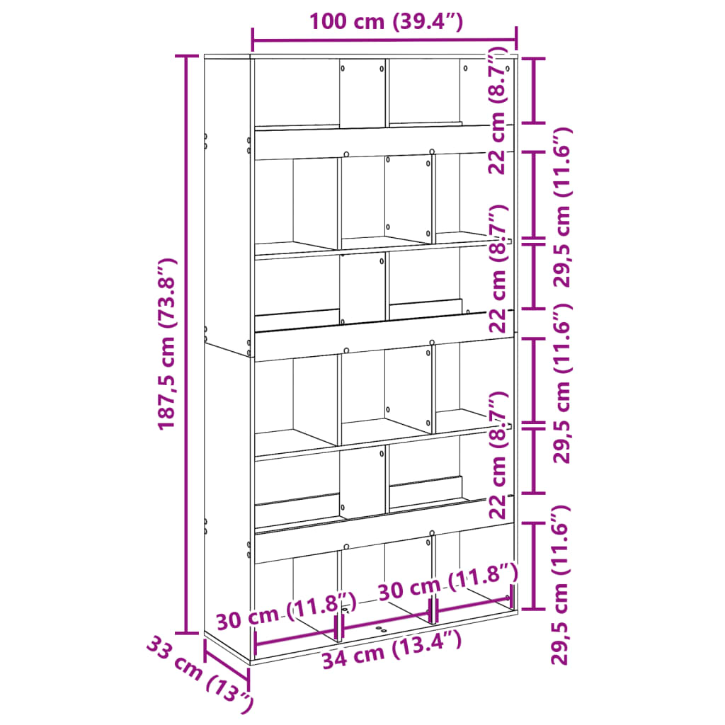 Room Divider Artisian Oak 100x33x187.5 cm Engineered Wood