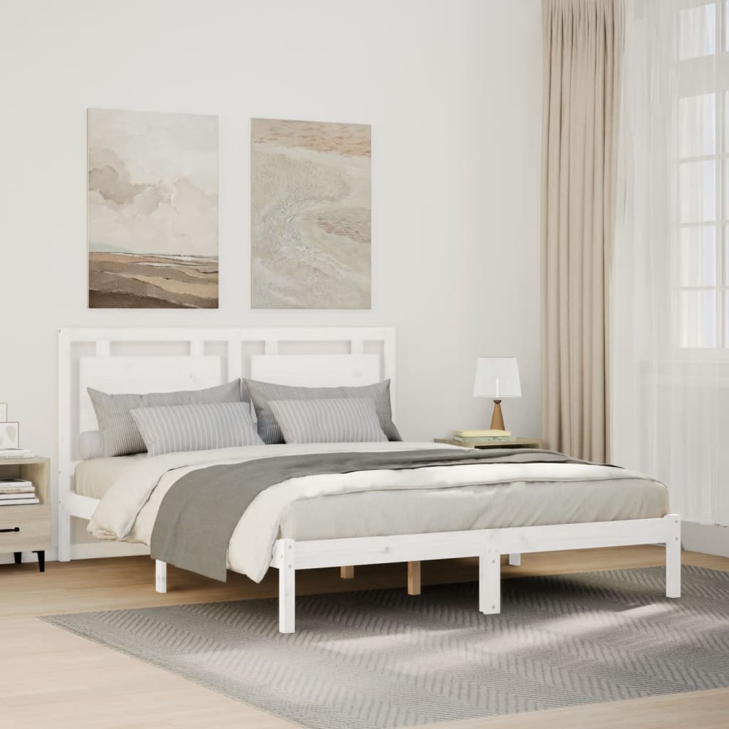 Extra Long Bed Frame without Mattress White 140x210 cm Solid Wood