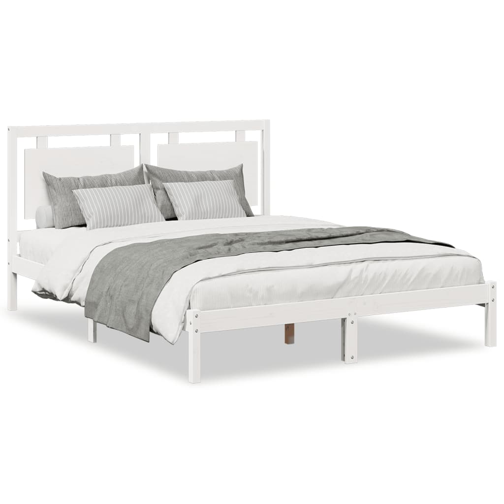 Extra Long Bed Frame without Mattress White 140x220 cm Solid Wood