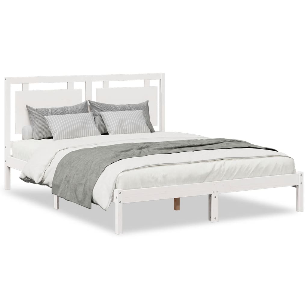 Extra Long Bed Frame without Mattress White 160x220 cm Solid Wood