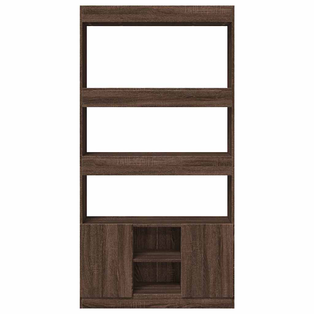 Highboard Brown Oak 92x33x180 cm Engineered Wood