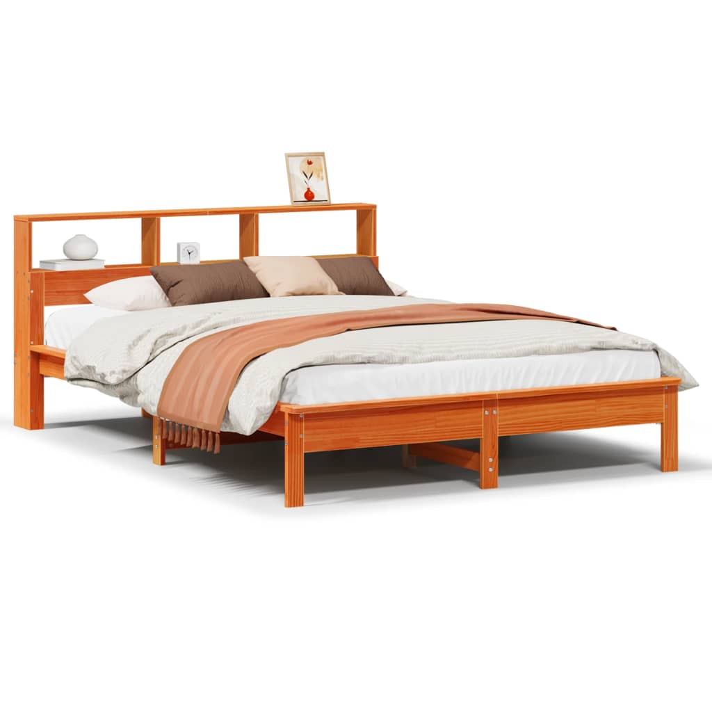 Bed Frame without Mattress Wax Brown 160x200 cm Solid Wood Pine