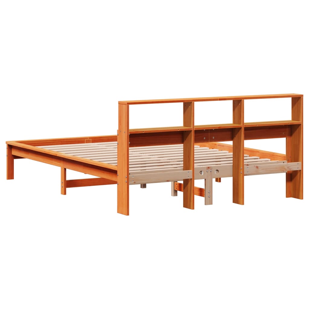 Bed Frame without Mattress Wax Brown 160x200 cm Solid Wood Pine
