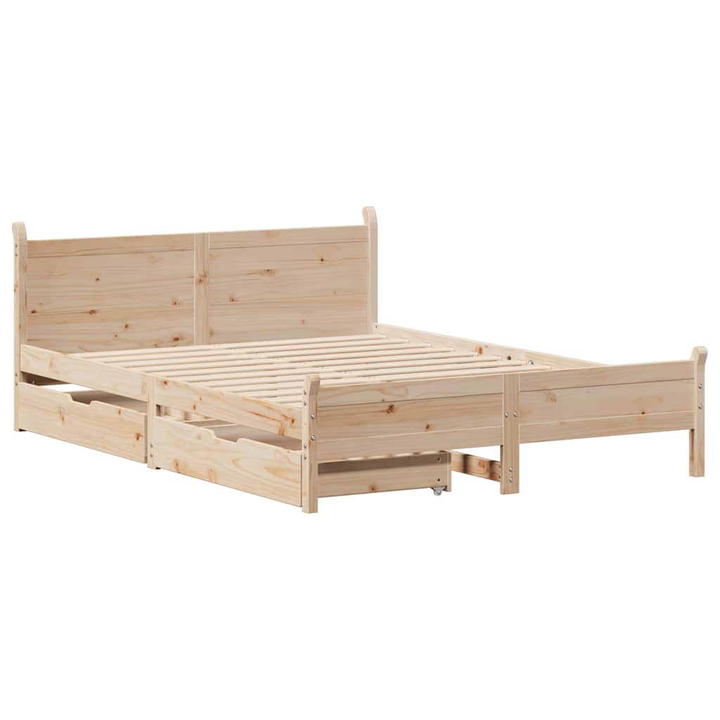 Bed Frame without Mattress 135x190 cm Double Solid Wood Pine