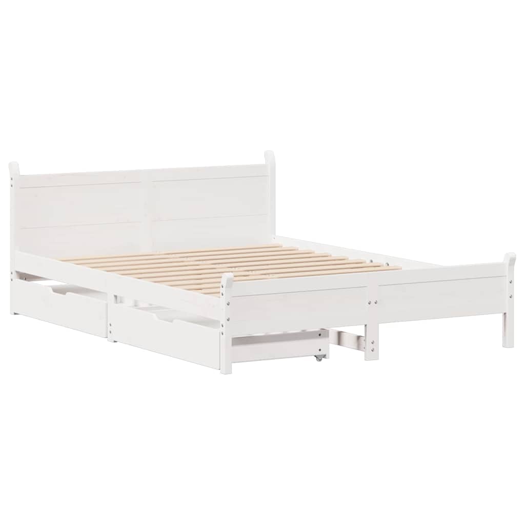 Bed Frame without Mattress White 120x190 cm Small Double Solid Wood Pine