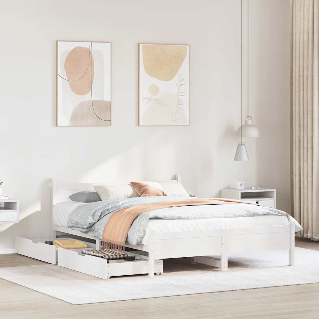 Bed Frame without Mattress White 120x190 cm Small Double Solid Wood Pine