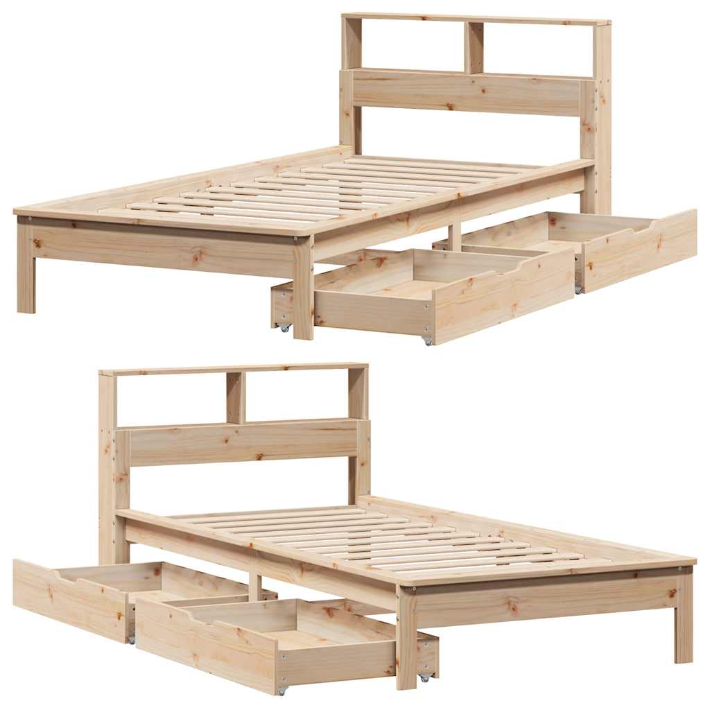 Bookcase Bed without Mattress 100x200 cm Solid Wood Pine