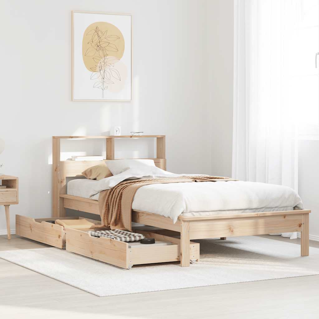 Bookcase Bed without Mattress 100x200 cm Solid Wood Pine