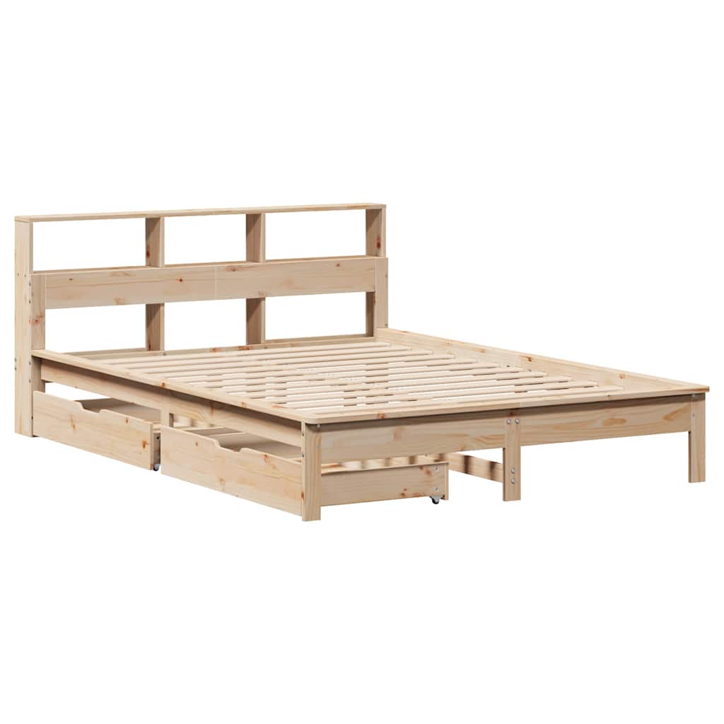 Bookcase Bed without Mattress 140x190 cm Solid Wood Pine