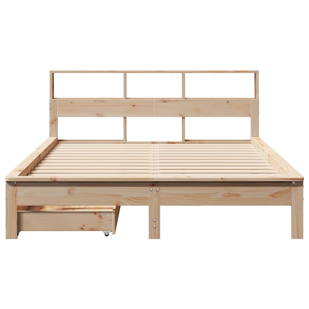 Bookcase Bed without Mattress 140x190 cm Solid Wood Pine
