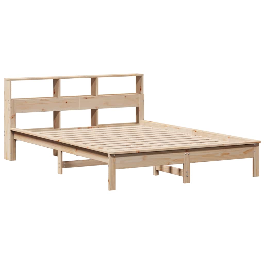 Bookcase Bed without Mattress 135x190 cm Double Solid Wood Pine