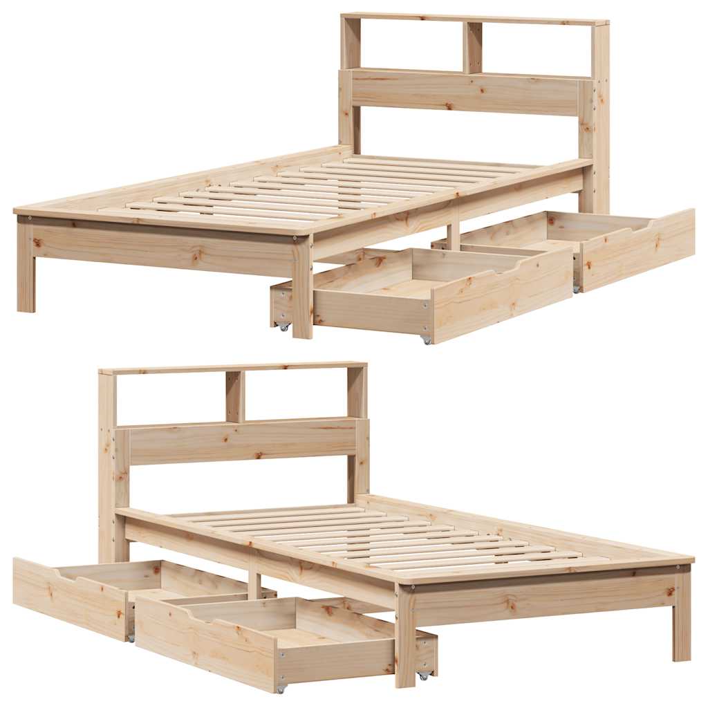 Bookcase Bed without Mattress 75x190 cm Small Single Solid Wood Pine