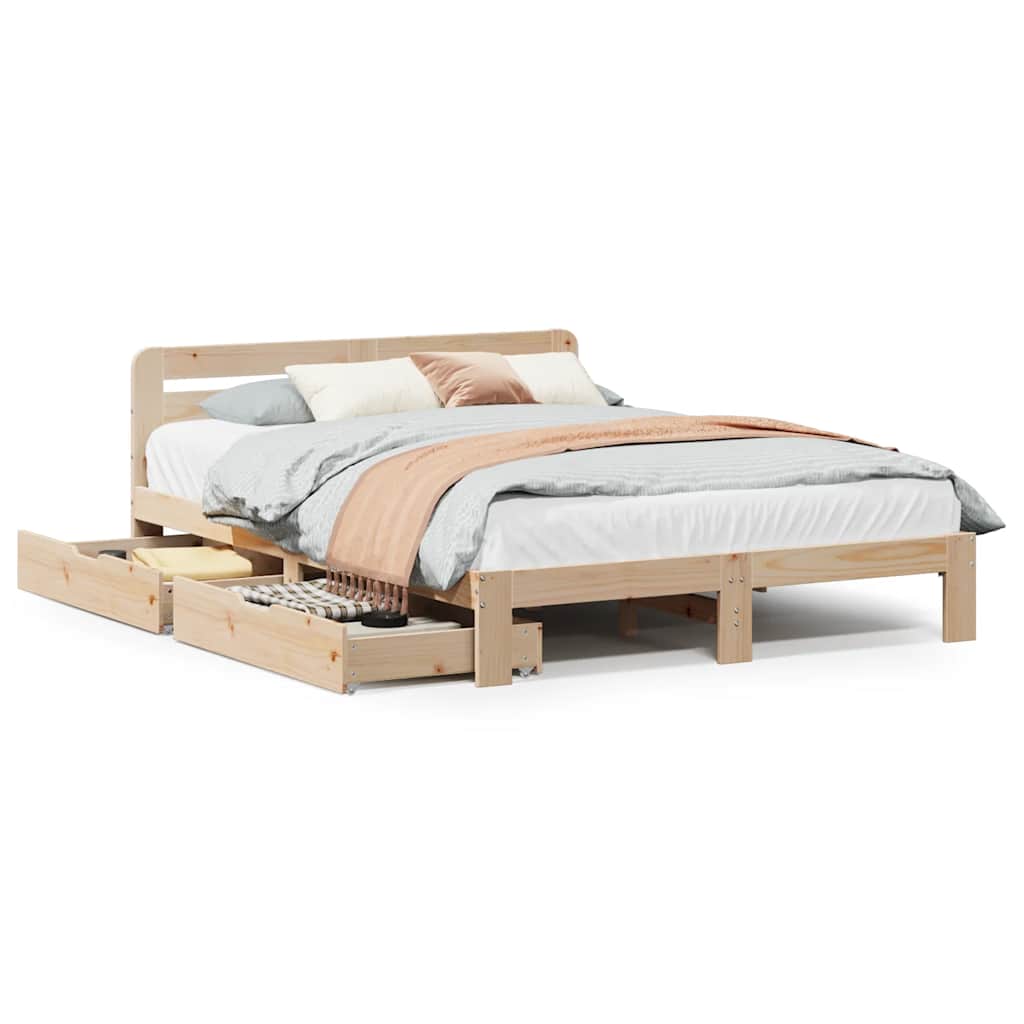 Bed Frame without Mattress 140x200 cm Solid Wood Pine
