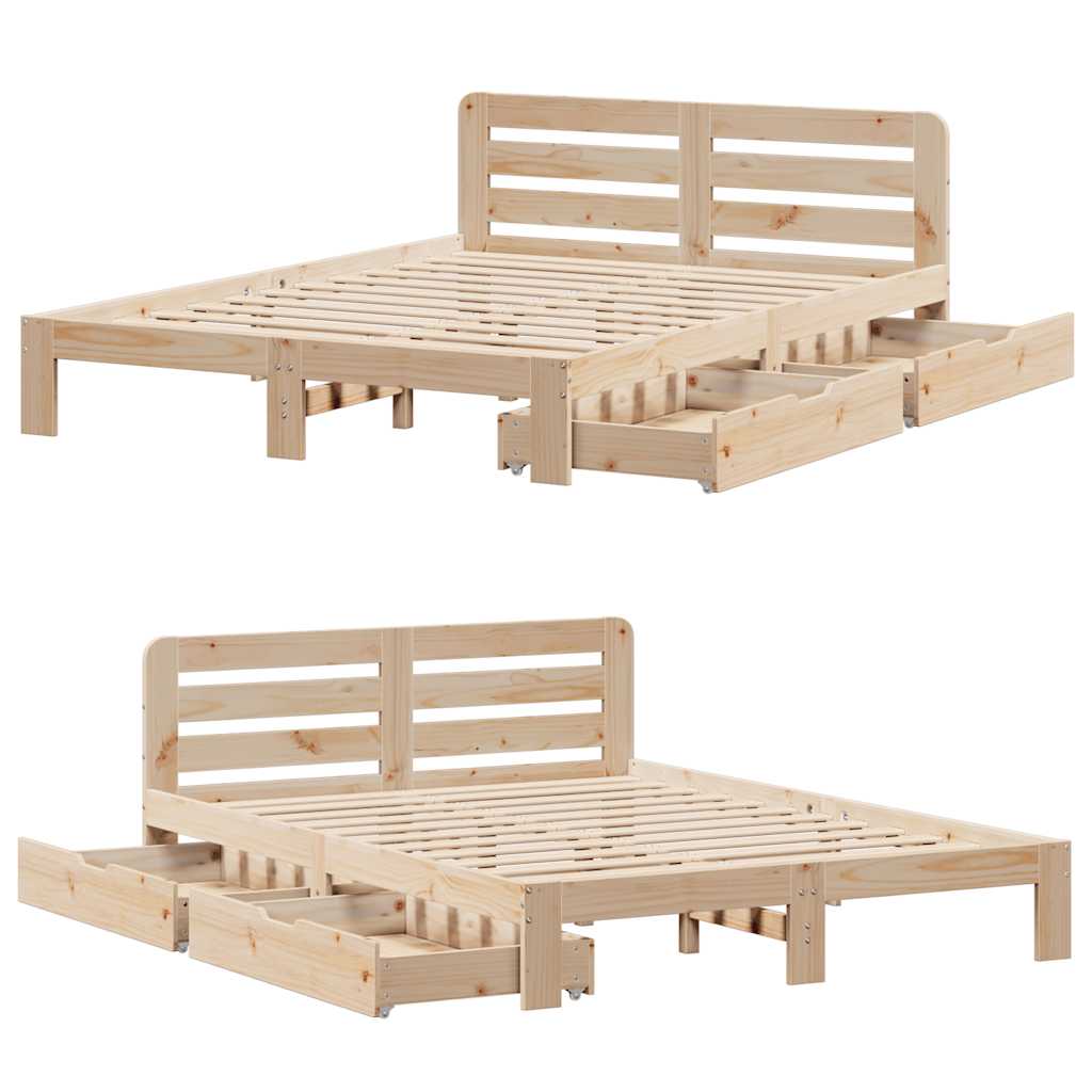 Bed Frame without Mattress 140x200 cm Solid Wood Pine