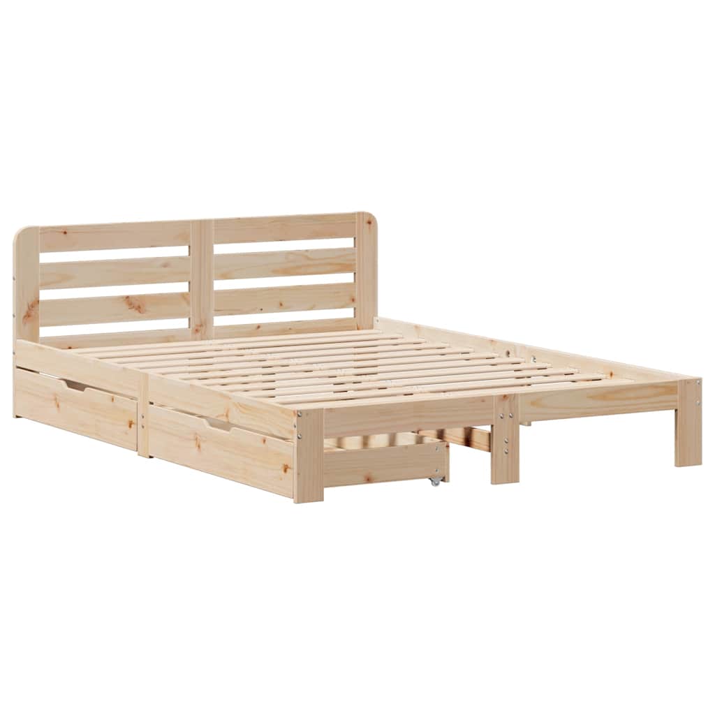 Bed Frame without Mattress 150x200 cm King Size Solid Wood Pine