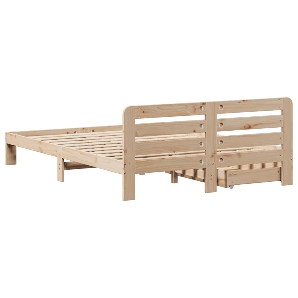 Bed Frame without Mattress 150x200 cm King Size Solid Wood Pine