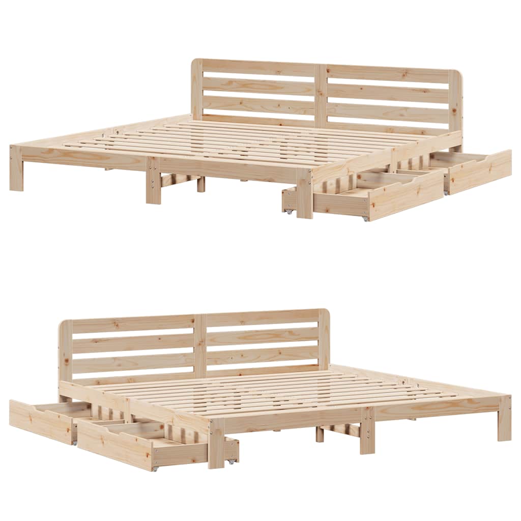 Bed Frame without Mattress 200x200 cm Solid Wood Pine