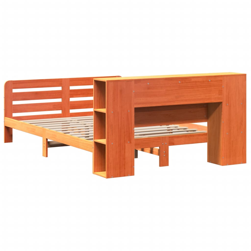 Bed Frame without Mattress Wax Brown 160x200 cm Solid Wood Pine