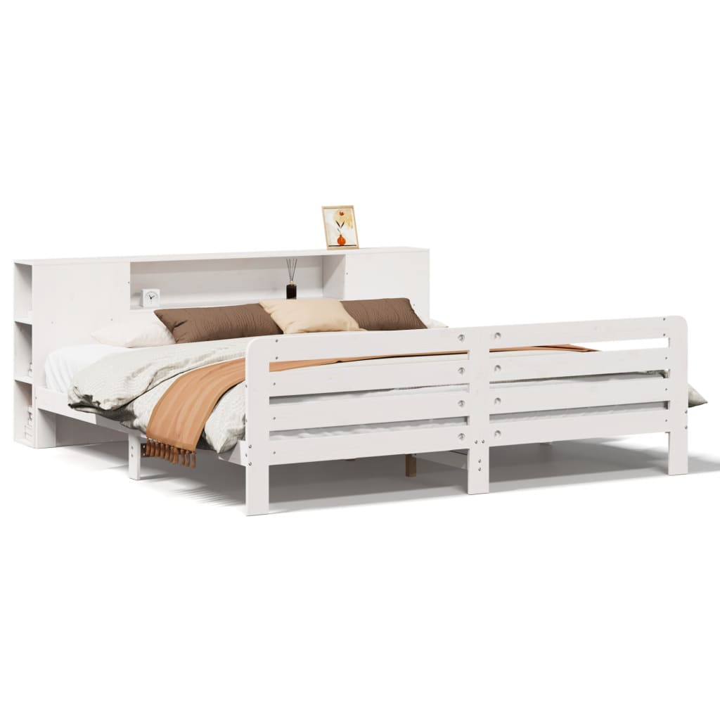 Bed Frame without Mattress White 200x200 cm Solid Wood Pine