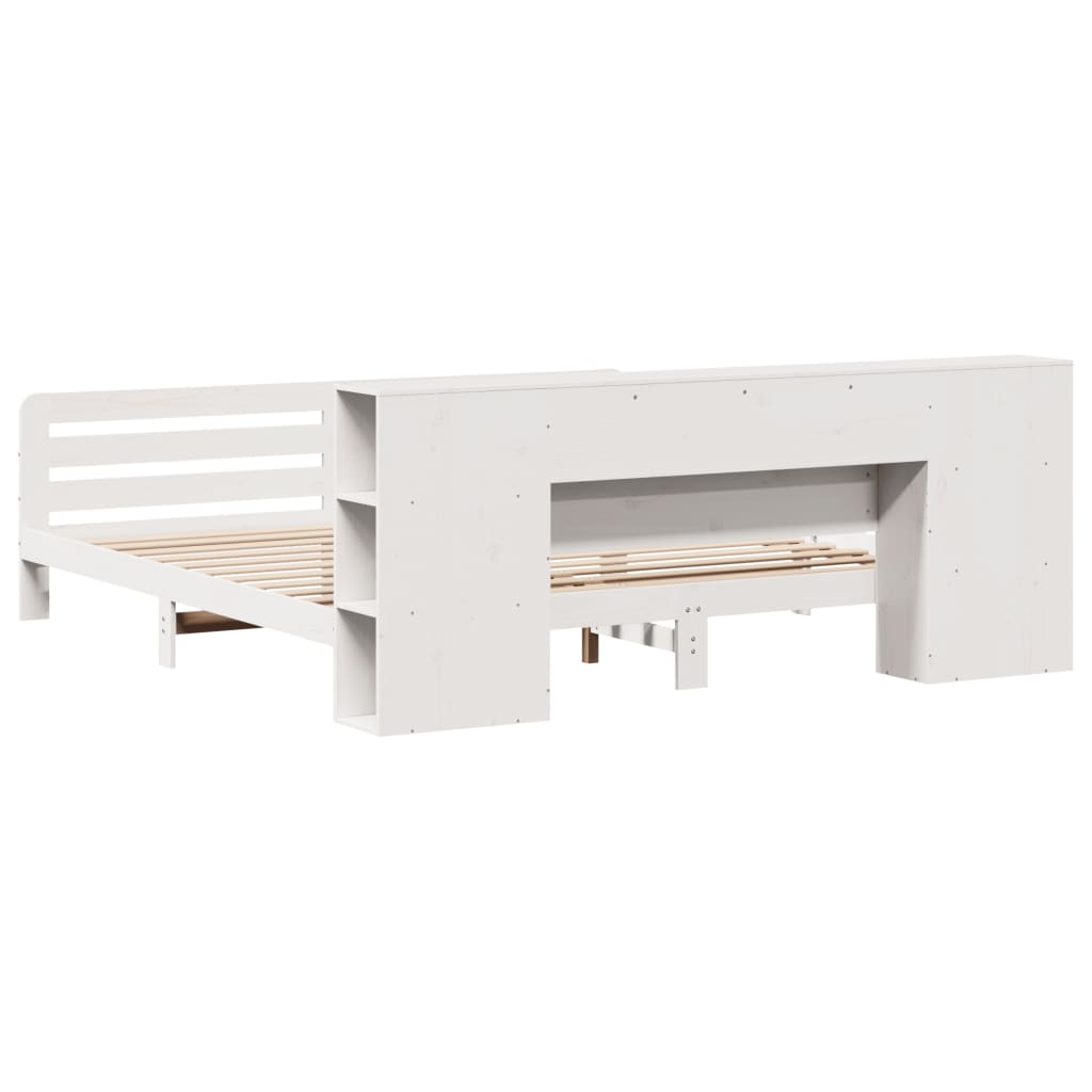 Bed Frame without Mattress White 200x200 cm Solid Wood Pine