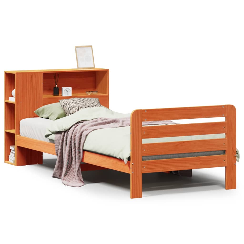 Bed Frame without Mattress Wax Brown 75x190 cm Small Single Solid Wood Pine