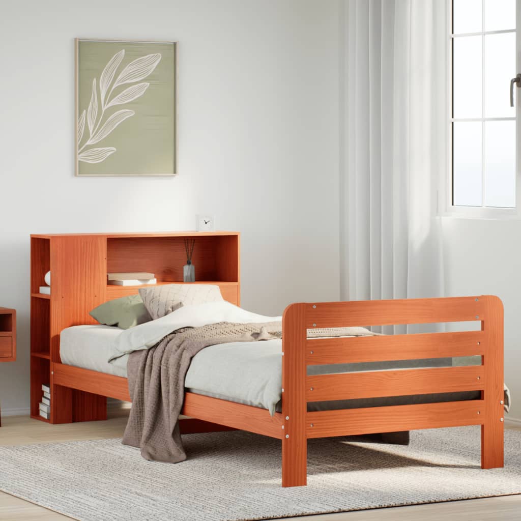 Bed Frame without Mattress Wax Brown 75x190 cm Small Single Solid Wood Pine