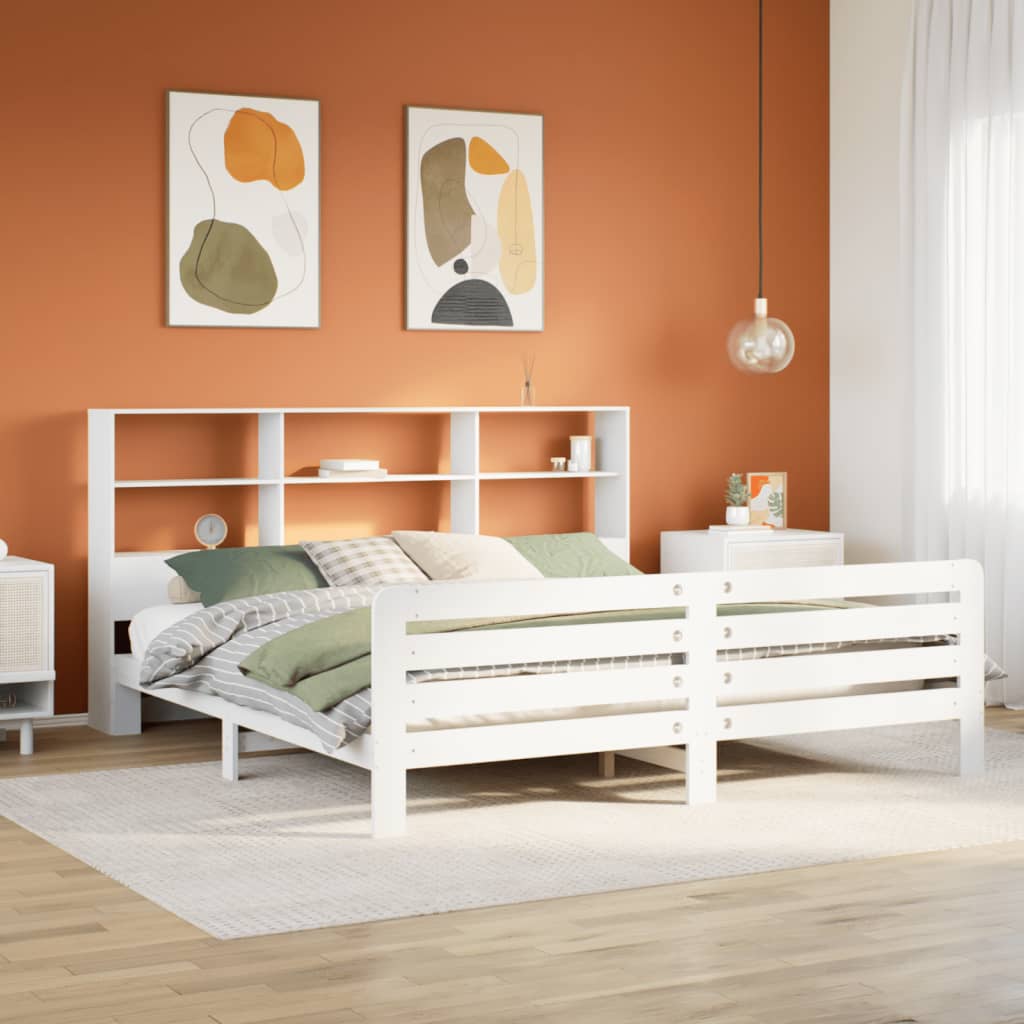 Bed Frame without Mattress White 180x200 cm Super King Solid Wood Pine