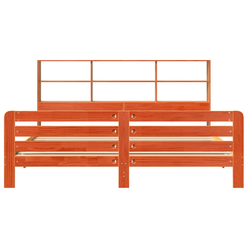 Bed Frame without Mattress Wax Brown 200x200 cm Solid Wood Pine