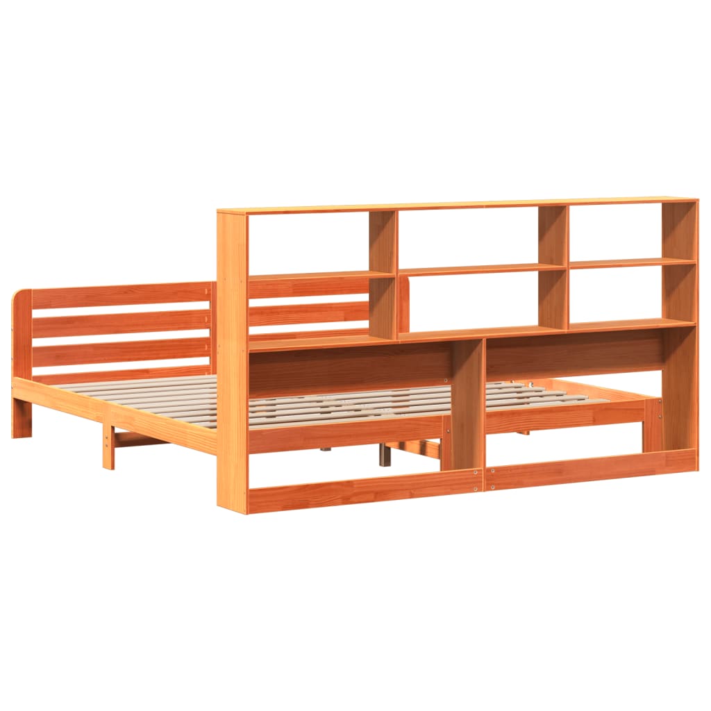 Bed Frame without Mattress Wax Brown 200x200 cm Solid Wood Pine