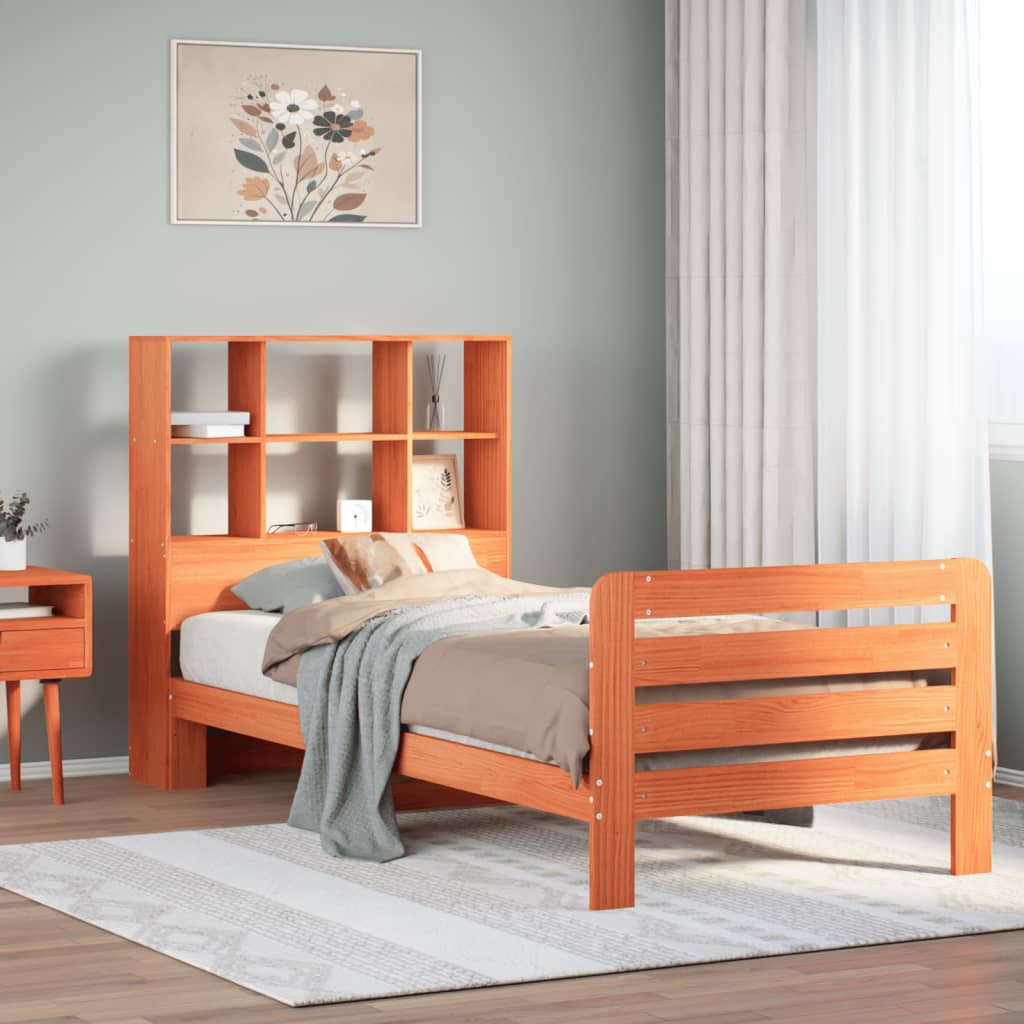 Bed Frame without Mattress Wax Brown 75x190 cm Small Single Solid Wood Pine