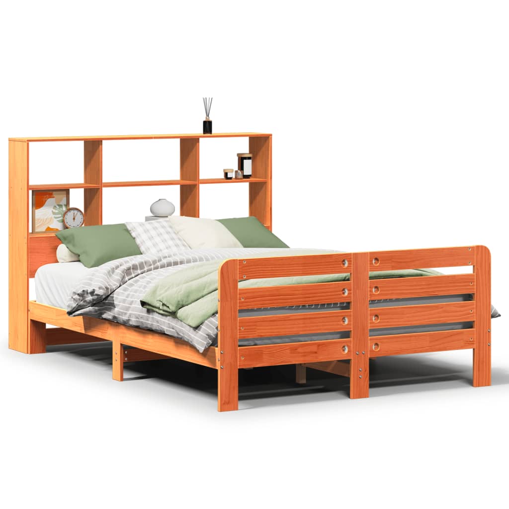 Bed Frame without Mattress Wax Brown 120x190 cm Small Double Solid Wood Pine
