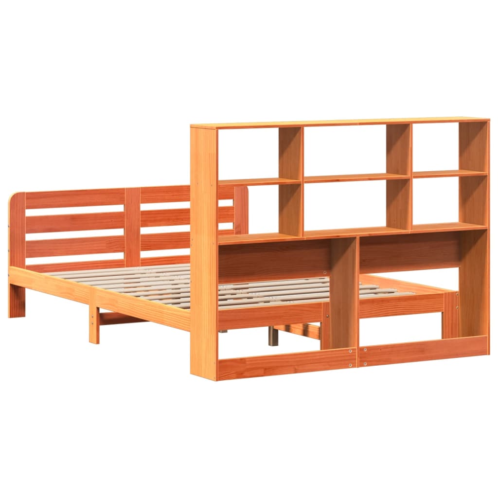 Bed Frame without Mattress Wax Brown 140x190 cm Solid Wood Pine